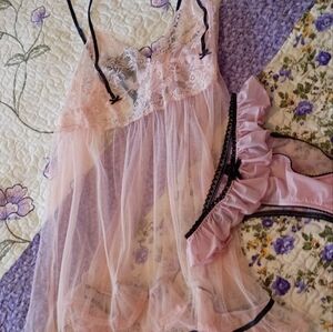 Vintage Y2K Victoria's Secret Lingerie Sheer Lace Floral Flare Panties M Set